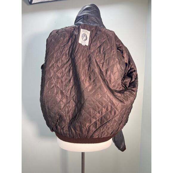 Vintage Flight Jacket American Express Mens 46 Dark Brown Bomber 90s - Picture 10 of 11